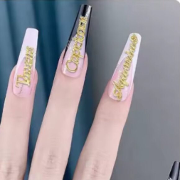 NEW LIBRA ZODIAC GOLD & SILVER TONE 3D METAL NAIL CHARMS (2PCS) - Picture 2 of 7